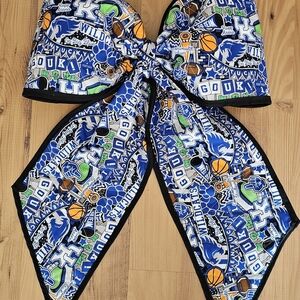 Blue and White Wildcats Front Door Bow
